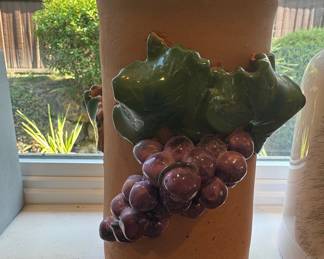 Vintage Italian Terracotta Grape Motif Wine Cooler