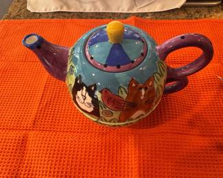 Catzilla Candace Reiter Hand-Painted Cat Tea-for-One Set