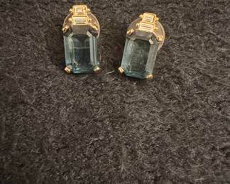 Christian Dior Blue Crystal Stud Earrings