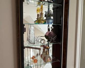 Mid-Century Pulaski Furniture Burl Wood Mirrored Wall-Mounted Display Cabinet
