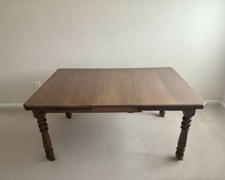 Vintage Oak Extendable Dining Table with Turned Legs