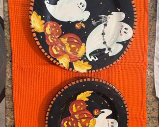 Certified International Halloween Ghost and Pumpkin Plates - Set of 2