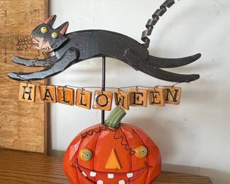 Johanna Parker Black Cat on Pumpkin "Halloween" Figurine