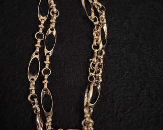 14K Yellow Gold Oval and Round Link Chain Necklace