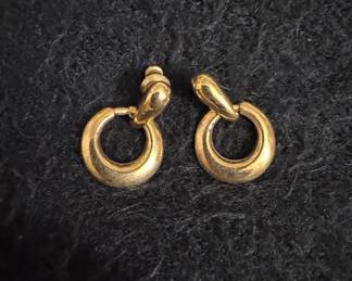 Vintage Gold-Tone Door Knocker Hoop Earrings