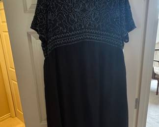 Black Beaded V-Neck Maxi Dress