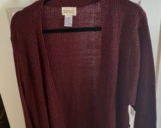 Roaman's Metallic Ribbed Cardigan