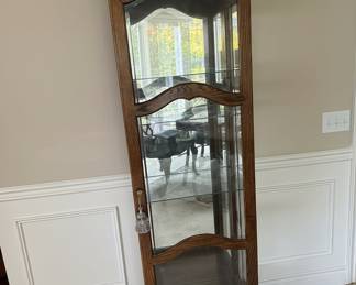 Vintage Thomasville Oak Curio Cabinet with Claw Feet