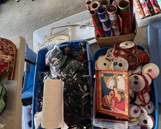 Assorted Holiday Decor and Gift Wrap Lot
