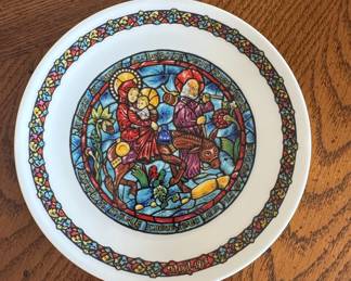 Henri D'Arceau Limoges Noël Vitrail 1975 Collector Plate - La Fuite En Egypte