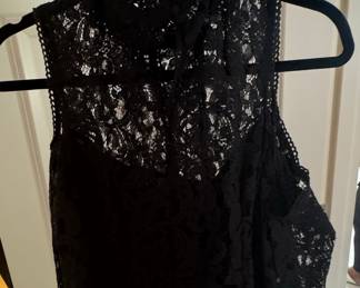 Women's Black High-Neck Lace Tank Top