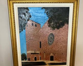 Original Oil Painting of Church Architecture by Walter Lee (2000)