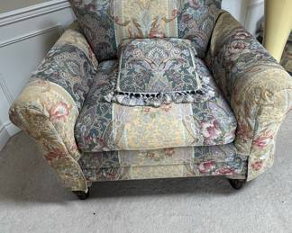 Traditional Floral Paisley Upholstered Armchair by Henredon