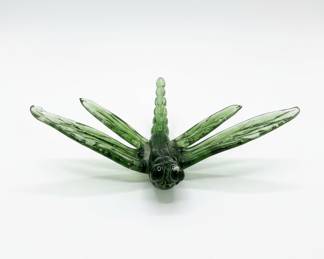 Blown Glass Dragonfly Figurine, Green