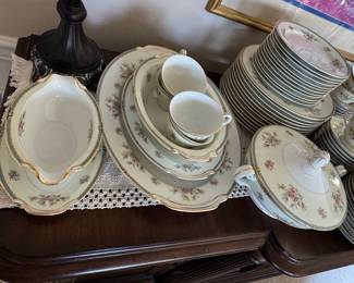 Vintage Royal Albert "Victoriana Rose" Porcelain Dinnerware Set with Gold Trim