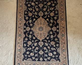 Nain Persian Floral Medallion Hand-Knotted Wool Rug