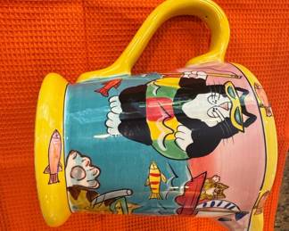 Catzilla Candace Reiter 'Beach Cats' Ceramic Pitcher