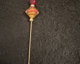 Vintage Venetian Glass Swirl Bead Stick Pin