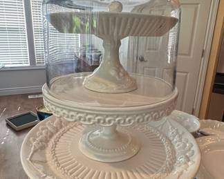 Fitz and Floyd Cloisonné Peony Three-Tiered Server with Dome