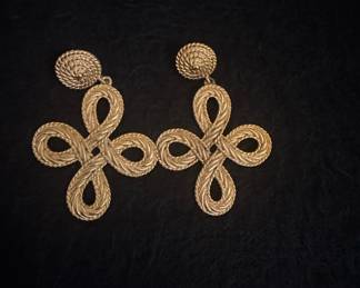 Vintage Gold-Tone Celtic Knot Drop Earrings