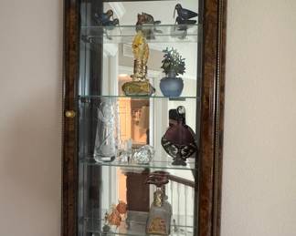 Mid-Century Pulaski Furniture Burl Wood Mirrored Wall-Mounted Display Cabinet