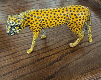 Vintage Hand-Painted Ceramic Cheetah Figurine