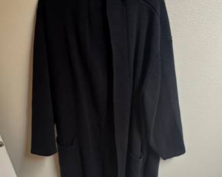 Black Eileen Fisher Merino Wool Open Cardigan Sweater