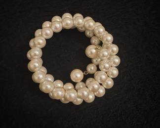 Vintage Faux Pearl Coil Wrap Bracelet