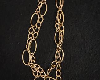 Gold Tone Oval Link Chain Necklace