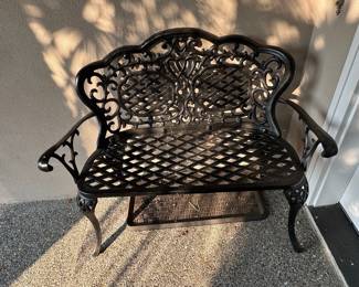 Ornate Cast Aluminum Lattice Garden Bench