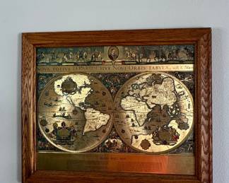 Vintage Blaeu 'Nova Totius Terrarum Sive Novi Orbis Tabula' Gold Foil World Map Reproduction