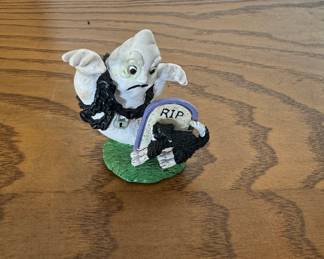 Halloween Ghost with Tombstone and Black Cat Figurine