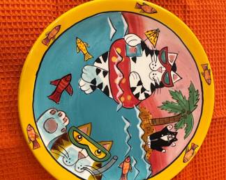 Catzilla Candace Reiter Beach Cats Plate