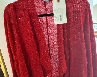 Lane Bryant Red Sequin Open-Front Cardigan 3X