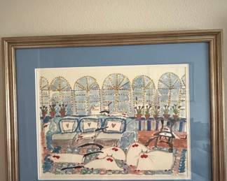 Martha Waldeck Watercolor Painting of Cats