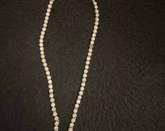 Bezel-Set Cubic Zirconia Tennis Necklace with Pear Drop