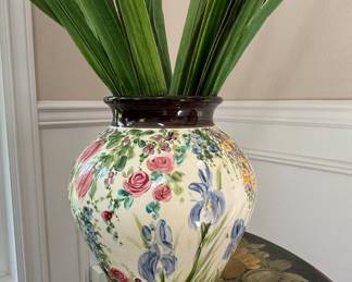 Hand-Painted Floral Ceramic Urn Vase by Don Swanson for Tabletops Unlimited