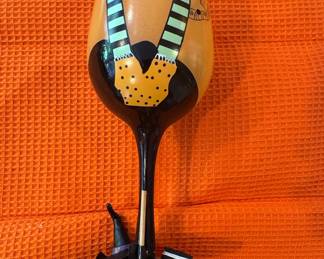 Hand-Painted Halloween Witch Wine Glass with 3D Accents