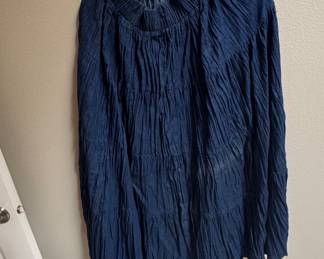 Women's Blue Crinkle Tiered Maxi Skirt