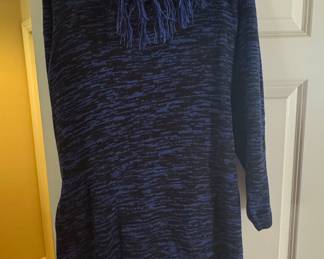 Women's Space Dye Fringe Cowl Neck Sweater Dress