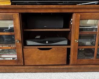 Traditional Wood Media Console with Glass Doors