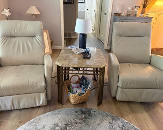 Off White Leather electic recliners
