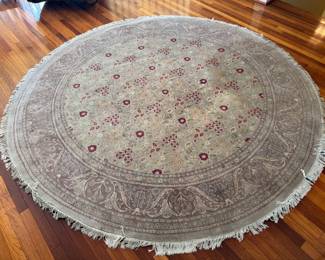 Hand-knotted Wool Tabriz Round Rug (102"D)