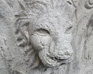 Concrete Lion Head Outdoor Fountain (27"W x 15"D x 60"H)