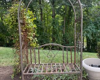 Outdoor Metal Garden Arbor with Bench (47"W x 19-1/2"D x 84"H)