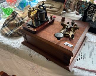 Antique Morse Code Telegraph Key & Sounder Set