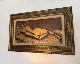 Mid-Century Modern Brutalist Relief Wall Art - Reclining Nude