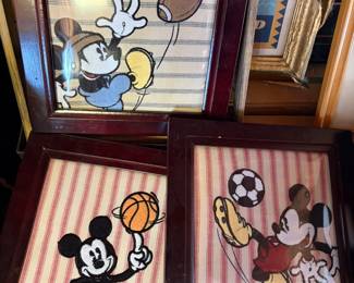 Vintage Mickey Mouse Sports Embroidered Wall Art Set (Set of 3)