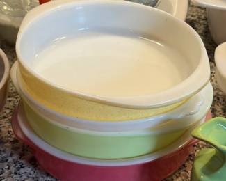 Pyrex  Pastel: "Desert Dawn" and "Lime Green" Casserole Dishes