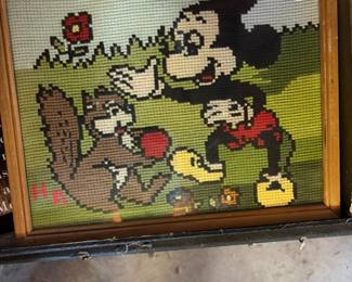 Vintage Mickey Mouse & Friends Needlepoint Wall Art